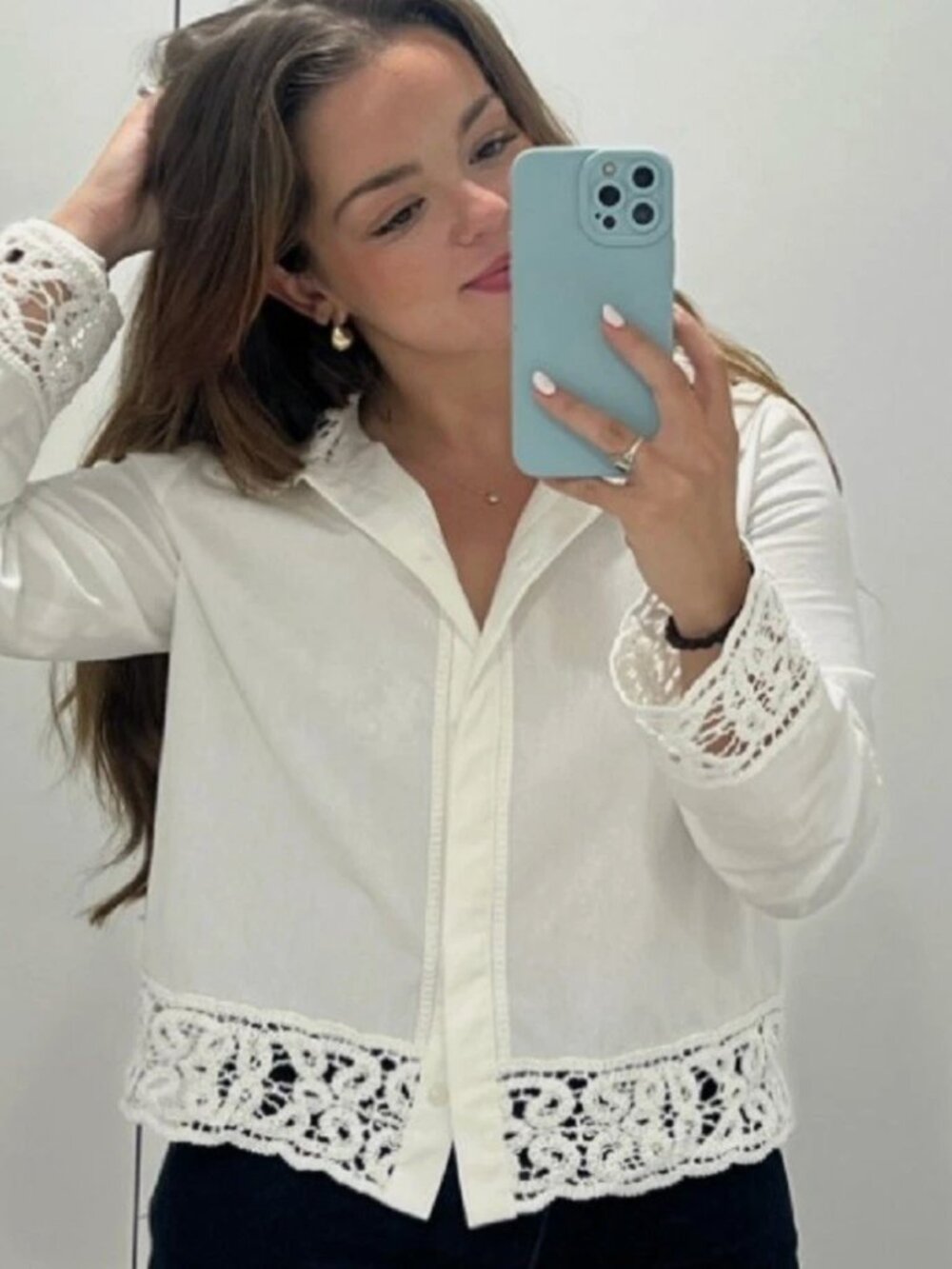 ZARA CROCHET EMBROIDERED WHITE SHIRT M NWT 4786/042